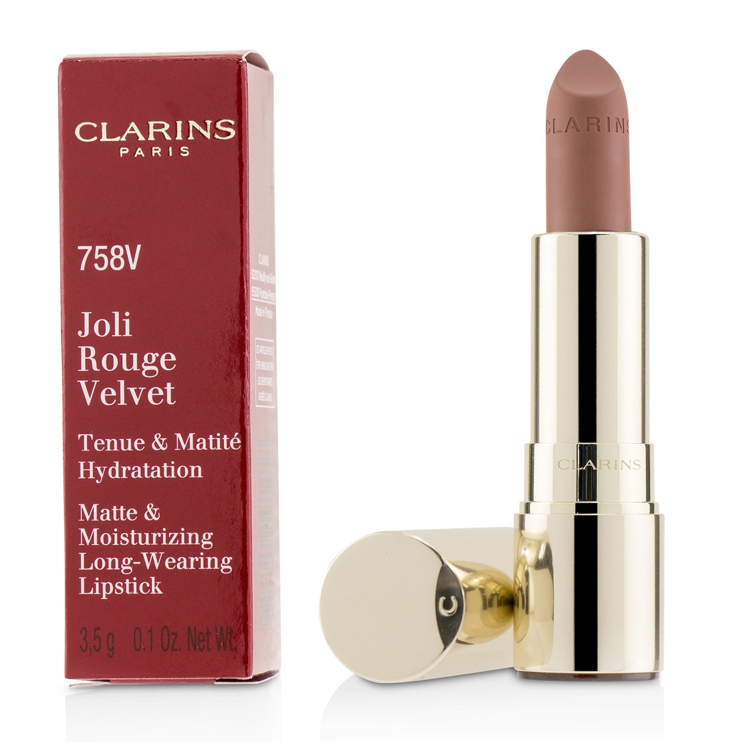 Clarins/クラランス+ジョリ ルージュ ヴェルヴェット (マット & モイスチャライジング ロング ウェアリング リップスティック)+3.5g/0.1oz+# 758V Sandy Pink ブランドコスメ